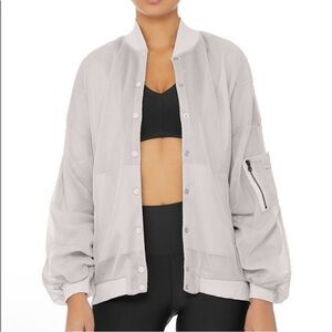 Alo Yoga Field Mesh Jacket‎ Full Zip Dove Grey large